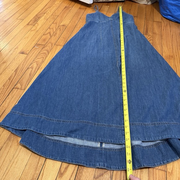 Reformation NWT Gabriella Denim Midi V-Neck Center Seam Dress Size 2 - Picture 9 of 10
